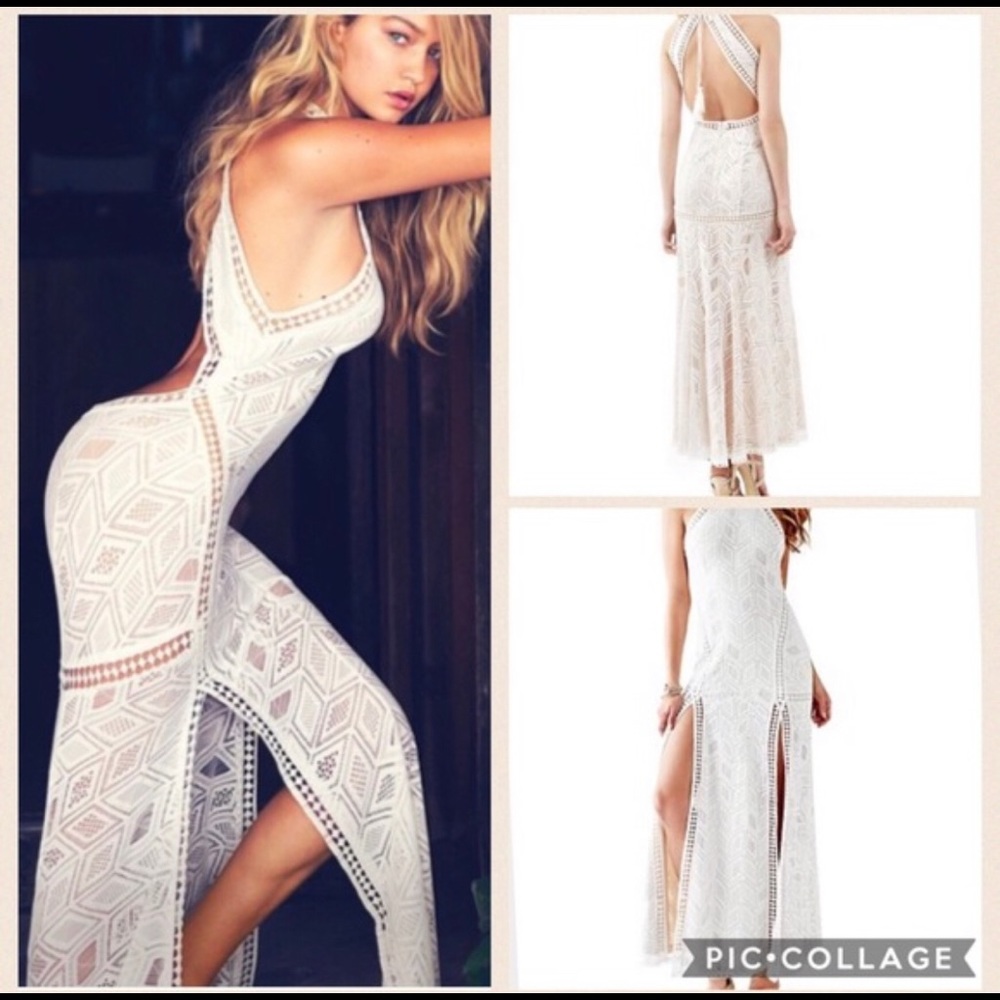 Guess “The Gigi Hadid” White Sunset Geo Lace Dress
